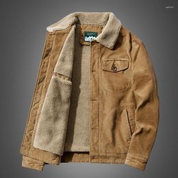 Men's Jackets High Quality Solid Colour Simple Casual Jacket Men Autumn Winter Thickening Corduroy Cargo Lapel Cotton-padded Coat