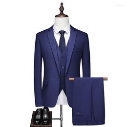 Men's Suits Boutique (Blazer Vest Trousers) Italian Style Elegant Fashion Business Casual Gentleman Solid Color Body 3-Piece Set