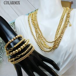 Chokers 5Pcs 18K plated gold balls beads necklace chocker Chunky swether necklace Chic women jewelry for winter 230921