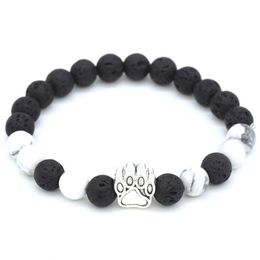 Colours Dog Charms Black Lava Stone Bracelets DIY Essential Oil Diffuser Bracelet Yoga Jewellery Beaded Strands247V