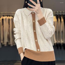 Women's Sweaters French Temperament POLO Neck Knitted Bottoming Shirt Autumn And Winter Thickened Lapel Twisted Cashmere Sweater Wearing