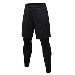 Men's Pants 2023 Tight Trousers False Two-piece Men Quick-dry Sweatpants Outdoor Riding Running Casual Elastic Exercise Legging Male Clothes