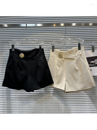 Women's Shorts HIGH QUALITY Fashion 2023 Designer Metal Flower Buckle