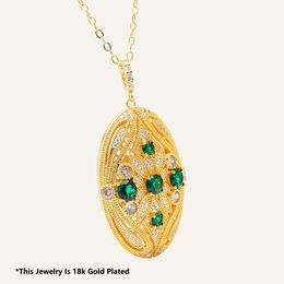 Emerald Diamond Necklace Statement Necklace 18 Gold Plated Hollow Pendant Necklaces Girlfriend Expensive Pendants Popular Chain Minimalist Jewelry Jewels Gems