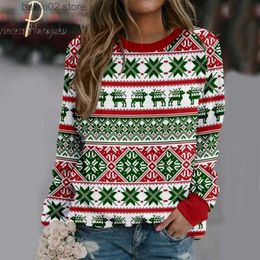 Women's Sweaters Christmas Deer Knitted Sweater Women Long Sleeve Round Neck Ladies Jumper Casual Fashion Winter Autumn Oversize Pullover Clothes T230922