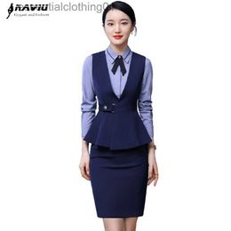 Women's Vests Naviu High Qualitty Fashion 2022 Women Suit Two Pieces Set Vest and Skirt Formal Uniform Office Wear L230922