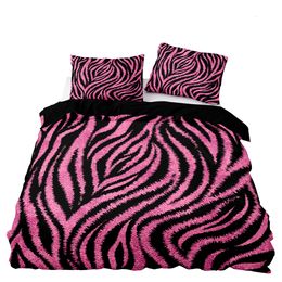 Bedding sets American Style Bedding Set 240x220 Pink Leopard Pattern Duvet Cover with Pillowcase Single Double King Comforter Bed Cover 230922