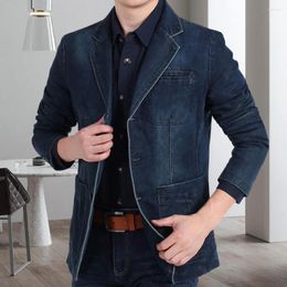 Men's Suits Men Jeans Blazer Lapel Single Breasted Temperament Three Buttons Pockets Suit Coat