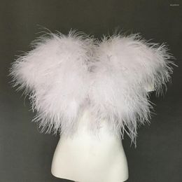 Women's Vests Natural Turkey Ostrich Feather Vest For Party Fluffy Women Breast Wrapping 210705