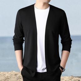 Men's Sweaters Men Slim Fit Solid Colour Sweater Coat Open Front Thin Male Casual Knitted Cardigan For Spring And Autumn