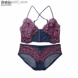 Bras Sets 2019 New Sexy Lace Underwear Set Ultra Thin Bra Brief Sets Six-Row Lace Flowers Bra Sexy Girl Lingerie Bra Panty Set French Bra Q230922