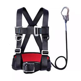 Climbing Harnesses Three-Point Half Body Work Safety Belt Outdoor Rock Climbing Electrician Construction Wear-resistant Safety Harness Rope Set 230921