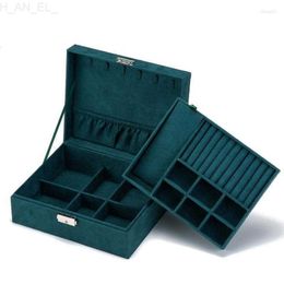 Jewellery Boxes Jewellery Pouches Bags Box Organiser 2 Layer Jewel Storage Case Necklace Earrings Ring Leather Display Holder With Removable Tray M0XF Rita22 L230922