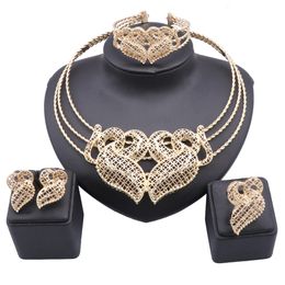 Dubai Gold Colour Jewellery Sets Women African Party Wedding Accessories Gifts Ethiopia Necklace Bangle Earrings Ring