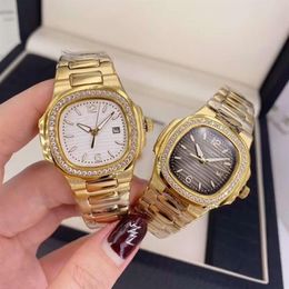 Fashion Dress Watch for Woman Quartz Movement Stainless Steel Band 35mm Diamonds Bezel Female Wristwatch 010-2302Z