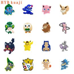 HYBkuaji custom 100pcs pika chu po ke mon shoe charms wholesale shoes decorations pvc buckles for shoes hyb137-16-30