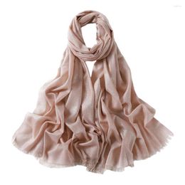 Scarves Lightweightscarf Women Scarf Stylish Women's Shiny Tassel Long Windproof Washable Lady Shawl A Retro Headscarf With Solid