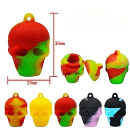 3ML Skull Nonstick Wax Containers Smoking Accessories Food Grade Jars Silicone Box 3 ml Silicon Storage for Vaporizer Slick Butane Oils Dab Waxs Jars Storage