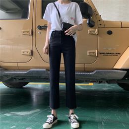 Women's Jeans N6606 Spring Korean Version Of Thin And Tall Black Nine-point Pants Trendy Straight High-waisted