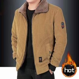 Men s Down Parkas Corduroy Cotton Coat Winter plus Thickened Casual Loose Jacket Short Men 230922