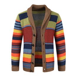 Suéter dos homens Mens Outono Cardigans Camisola Homens Cardigan Casaco Botões Masculino Arco-íris Homem Casual SW09 230921