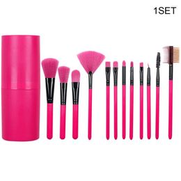 Makeup Brushes 12pcs With Storage Bucket Synthetic For Eyeshadow Face Professional Concealer Kabuki Powder Blush Brush Set Eyeliner