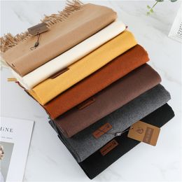 Scarves Winter Scarf For Women Shawls And Wraps Fashion Solid Warmer Thick Cashmere Scarves Pashmina Lady Neck Head Stoles Bandana 230921