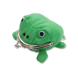 Plush Keychains Wholesale 20Pcs Frog Coin Purse Keychain Cute Cartoon Flannel Wallet Key Coin holder Cosplay Plush Toy School Prize Gift 230922