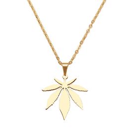 Cool Stainless Steel Leaves Necklace For Women Man Maple Leaf Choker Pendant Necklaces Engagement Jewelry223h