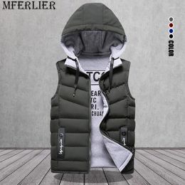 Men's Vests Brand Vest Winter Sleeveless Jackets Down Men Hooded Warm 2023 Casual Outwear Hat Detachable Outer