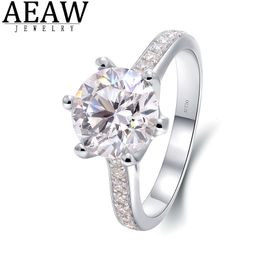 ring Wedding Rings Real Solid 14K White Gold 2 0Carats Round Cut D Colour VVS1 Moissaanite Diamond for Women Luxury Engagement Ring 230921