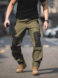 Men's Pants Elastic Patchwork Tactical For Men Outdoor Multi Pocket Trousers Man Functional Special Forces Military Workwear
