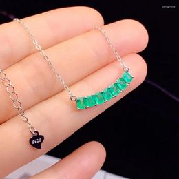 Chains Total 1.4ct Natural Emerald Necklace For Girl 7 Pieces 3mm 4mm Colombian Silver With 3 Layers 18K Gold Plating