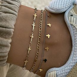 Bangle Cross Butterfly Boho Anklet Bacelets Jewelry Women 2023 Trend Gift Summer Holiday Beach Chain Bead Bracelet On Leg Foot 230922