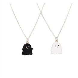 Black And White Ghost Pendant Necklaces For Women Men Friend Lovely Ghost Pendant Couple Necklace Fashion Jewelry GC983284m