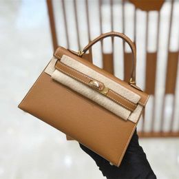 A Kaily Luxury Bag Handmade Wax Gaoding Line Second Generation Mini Leather Women's Premium Feel Epsom Cowhide P9 Small Square 59DC