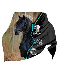 Blankets CLOOCL Frisian Horse Warmth Flannel Blanket Print Animal Throw Blanket Hiking Picnic Blanket Office Nap Blanket Sherpa Blanket HKD230922
