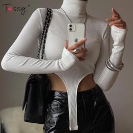 Womens Jumpsuits Rompers Tossy Solid Long Sleeve Turtleneck Hollow Out Bodysuit Women Black Skinny Sexy Basic Tops Autumn Winter Streetwear Fashion 230922