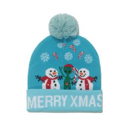 LED Christmas knitted Hat kid Adults Santa Claus Snowman Reindeer Elk Festivals Hats Xmas Party Gifts Cap Fashion Designer hats Men's and women's beanie q110