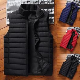 Men's Vests Lightweight Winter Vest Wear Resistant Men Waistcoat Sleeveless 3D Cutting Coat Stand Collar