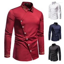 Men's Dress Shirts European Version Luxury Gold Embroidery For Men High Quality Fabric Micro-elasticity Western Cowboy Long Sleeves Shirt