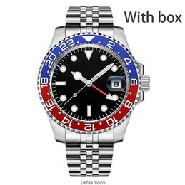 Rolaxs Watches Designer mens master watch aaa automatic red blue gold face gmt pepsi 40mm sapphire luminous luxury wristwatch nice watchband With box wrists wat HBZZ