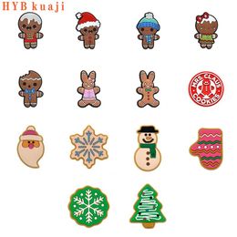 HYBkuaji christmas cookies shoe charms wholesale shoes decorations shoe clips pvc buckles for shoes