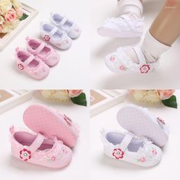 First Walkers Princess Baby Shoes Autumn Spring Toddler Infant Floral Print Lace Ruffle Born Soft Cotton Casual