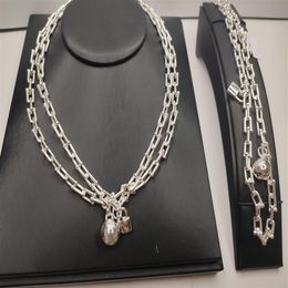 18k gold silver bracelet necklace Ball lock Horseshoe hardware ring fashion Jewellery designer gold chain for women men couple brace248a