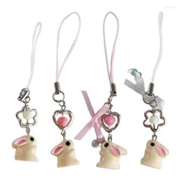 Keychains Bowknot Heart Keychain Phone Lanyard Flower Charm Strap Backpack Sweet Cool Y2K Keyring