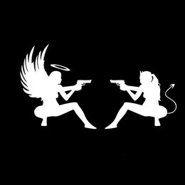 Car Stying Sexy Devil Angel Car Stickers With Pistol Personalized Custom Vinyl Decals Jdm226m