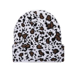 Beanie/Skull Caps Winter Hats Ladies Leopard Beanie Hats Fashion Wool Winter Warm Knitted Hats print Hip Hop beanies cap gorros thicken bonnet q136