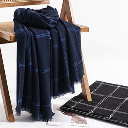 Plaid Scarf For Women Summer Sun Protection Spring Autumn Fashion Shawl Thin Cotton Linen Silk Scarf Big Size