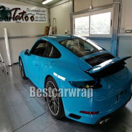 Premium Gloss Miami blue Vinyl wrap FOR Car Wrap with air Bubble vehicle wrap covering foil With Low tack glue 3M quality 1 5337x